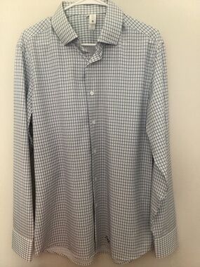 State & Liberty Button Up Dress Shirt Mens Large Athletic Blue White